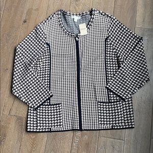Coldwater Creek Houndstooth Zip Sweater